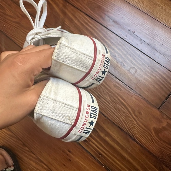 Converse Off-White Canvas Sneakers with Red Trim - Picture 2 of 3